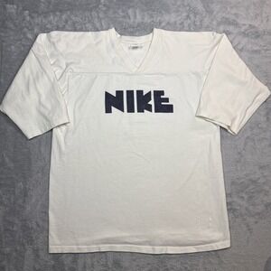 Vintage Nike Jersey Shirt Men XL Ivory Block Letter Distressed 70s 80s
